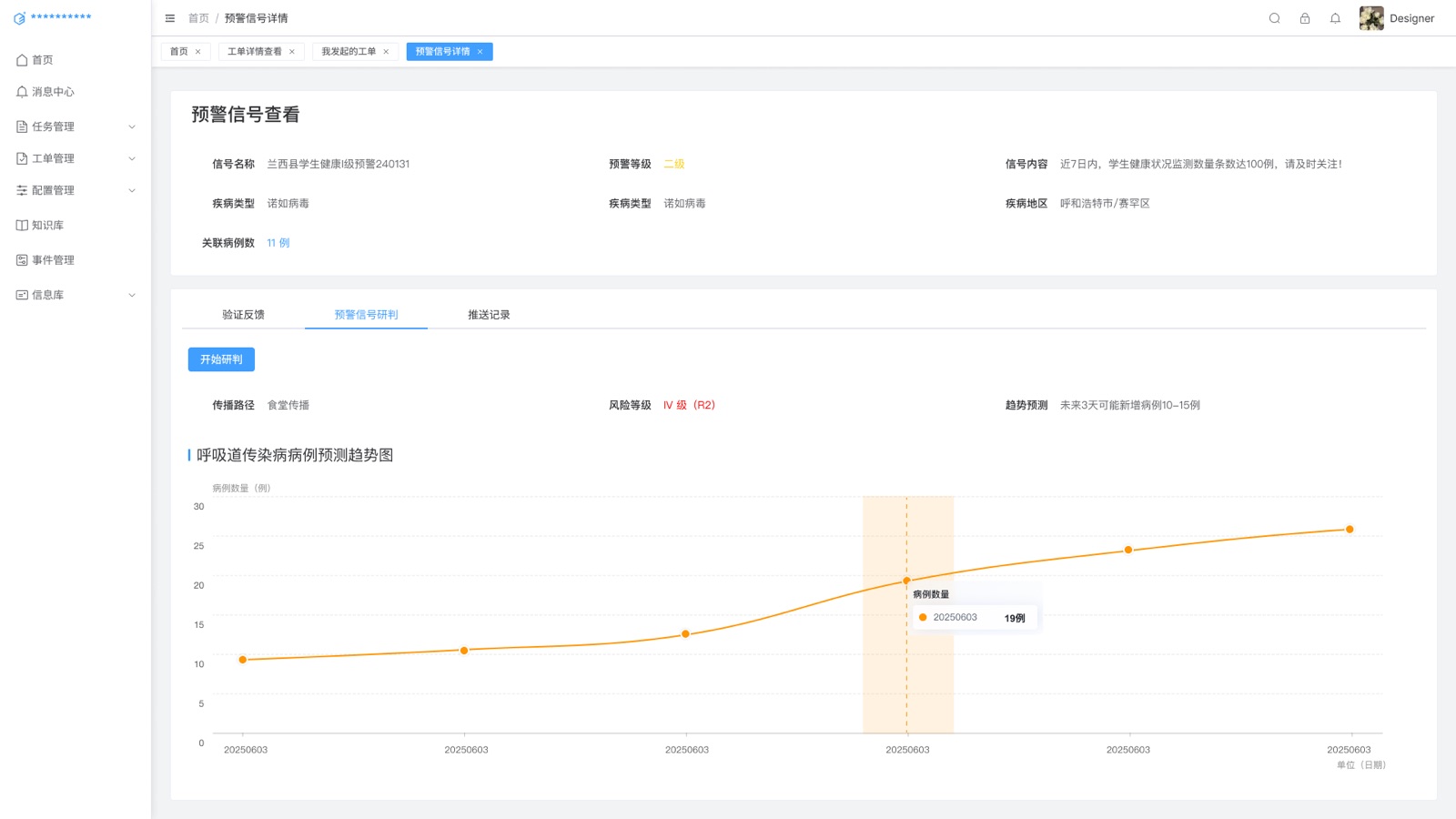 预警信号研判:态势感知预警信息系统 UI 设计稿