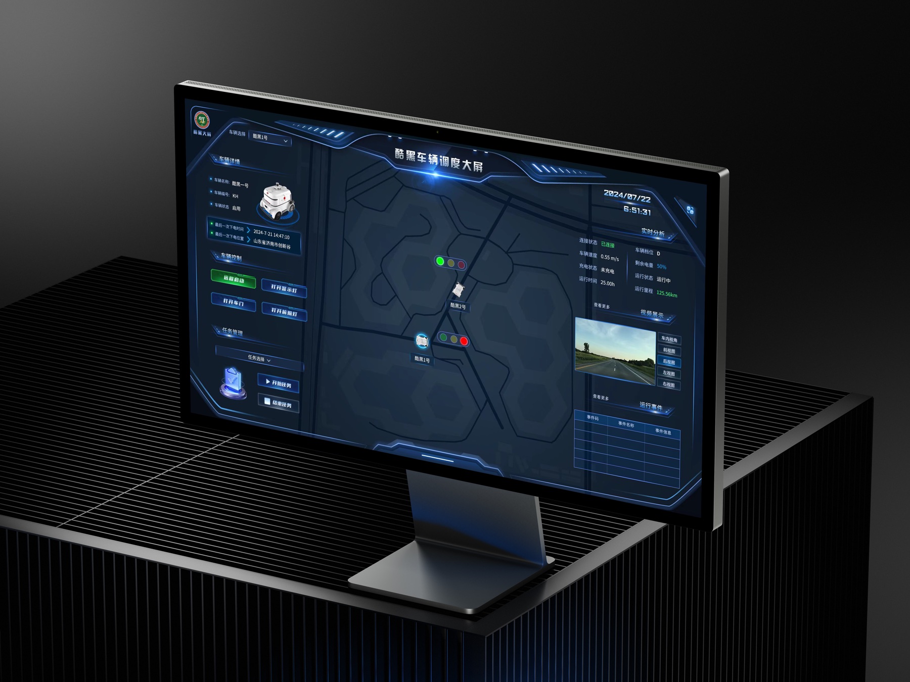 Real-time vehicle and roadside cloud control dashboards