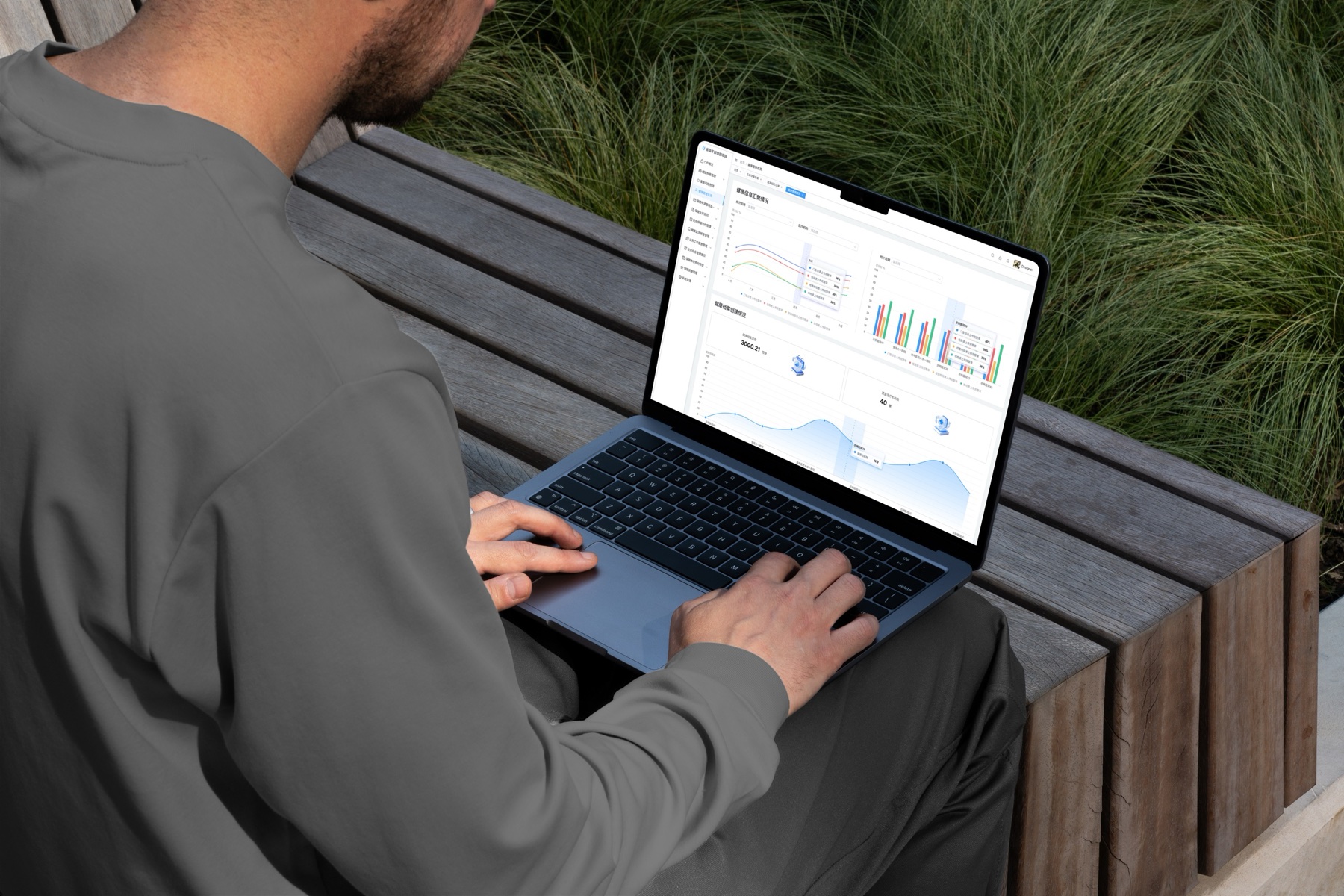 Healthcare coordination platform shown on a laptop