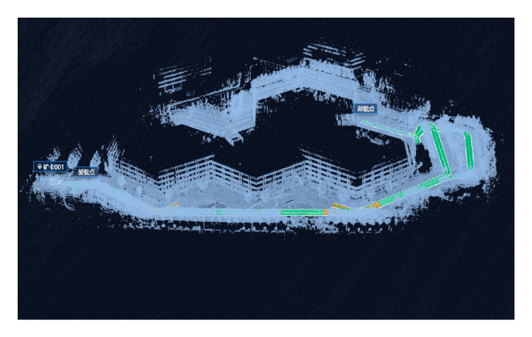 Operational point-cloud map with roads, vehicles, and routes