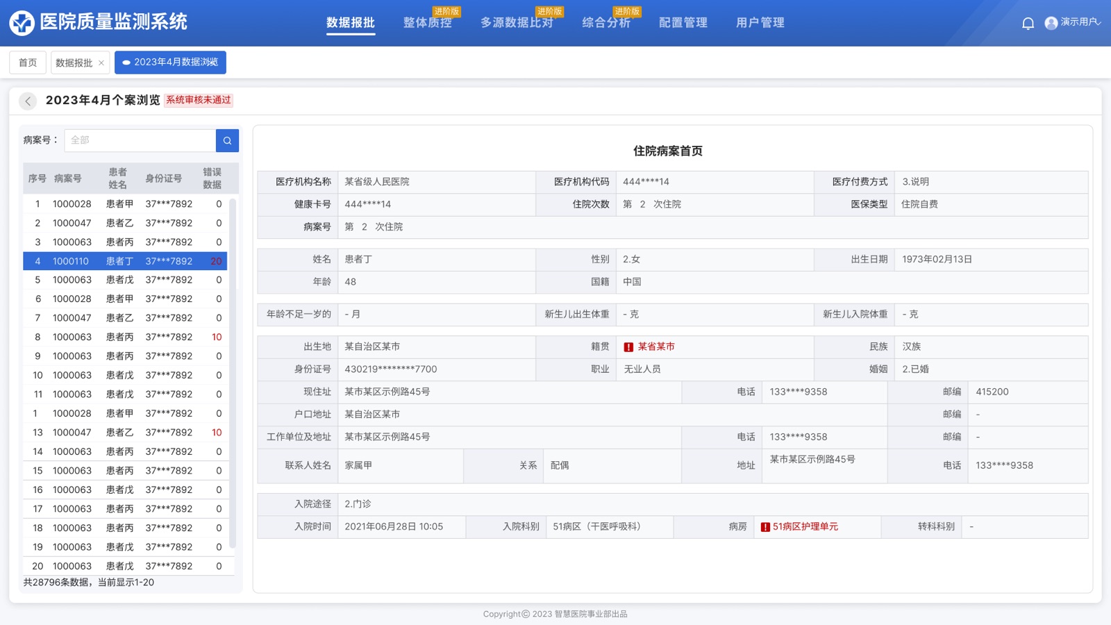 Medical Quality Browse interface view