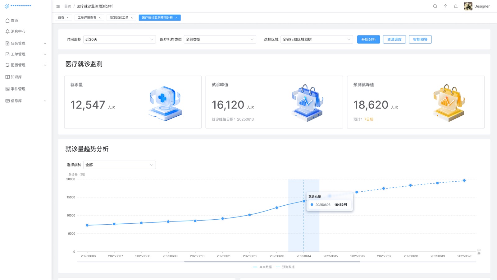 Public Health Monitoring interface view