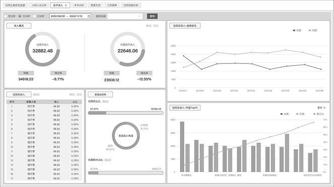 Medical revenue analysis wireframe